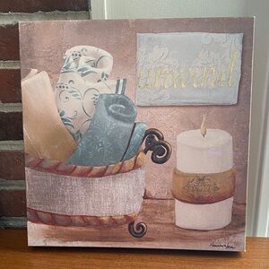 Decorative Canvas unwind Art with Candle and Towels